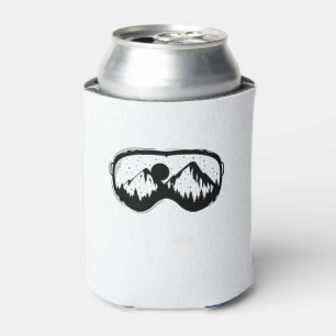Ski goggles with mountains in winter can cooler