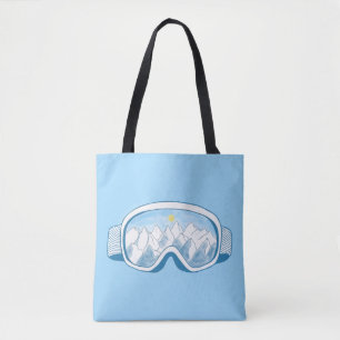 Ski Goggles With Reflection of Mountains   Tote Bag