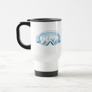 Ski Goggles With Reflection of Mountains Travel Mug