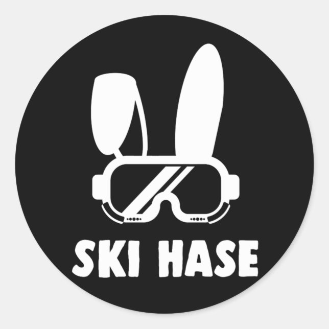 Ski Hase Skiing Cool Winter Sports Gift Classic Round Sticker (Front)