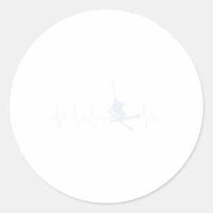 Ski Heartbeat  Classic Round Sticker