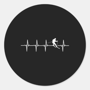 Ski Heartbeat - Snow Skiing Skiers  Classic Round Sticker