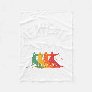Ski Heavenly California Retro Skiing Lake Tahoe Ca Fleece Blanket