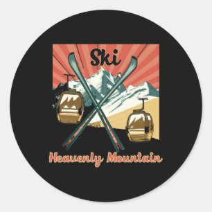 Ski Heavenly Mountain Retro Vintage Heavenly Mount Classic Round Sticker