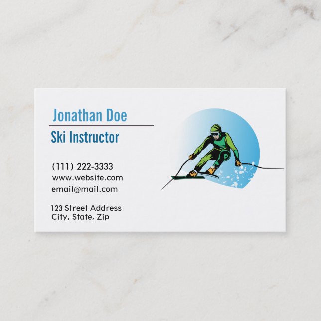 Ski Instructor Business Card (Front)