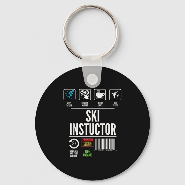 Ski Instructor Multi Tasking Decision Making Coffe Key Ring (Front)