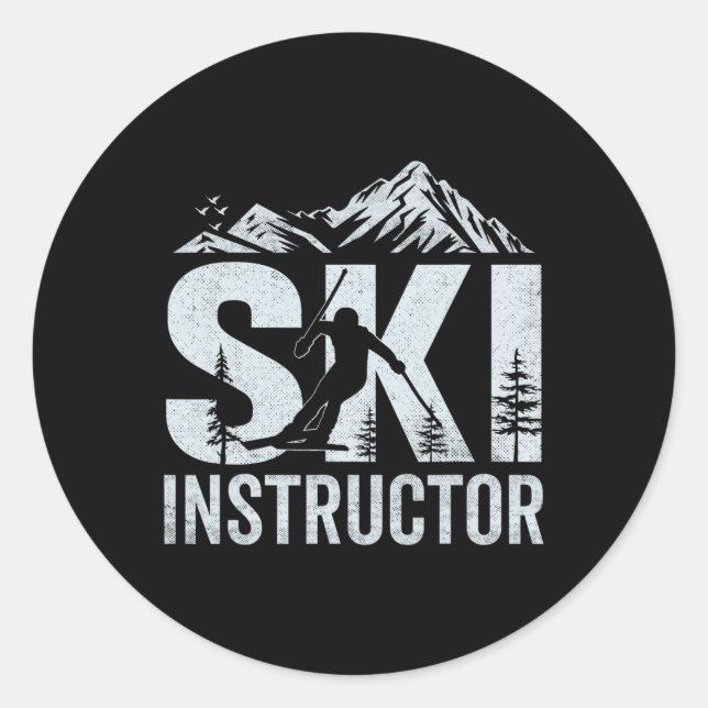 Ski Instructor, Ski Teacher, Professional Skier  Classic Round Sticker (Front)