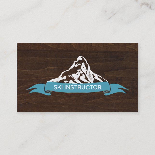 Ski Instructor Snowy Mountain Business Cards (Front)