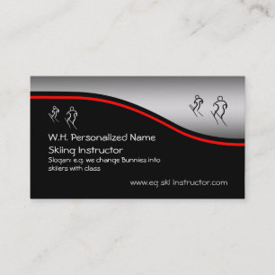 Ski Instructor with stylised skiers logo Business Card