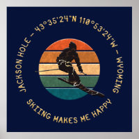 Ski Jackson Hole, Wyoming - Man Skier, Yellow Text