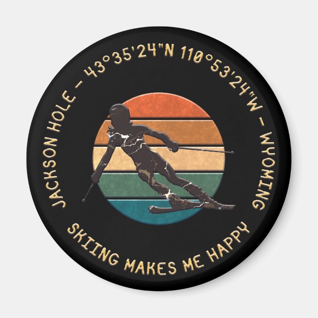 Ski Jackson Hole, Wyoming - Woman Skier Gift Magnet (Front)