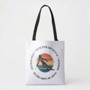 Ski Jackson Hole, Wyoming - Woman Skier Silhouette Tote Bag