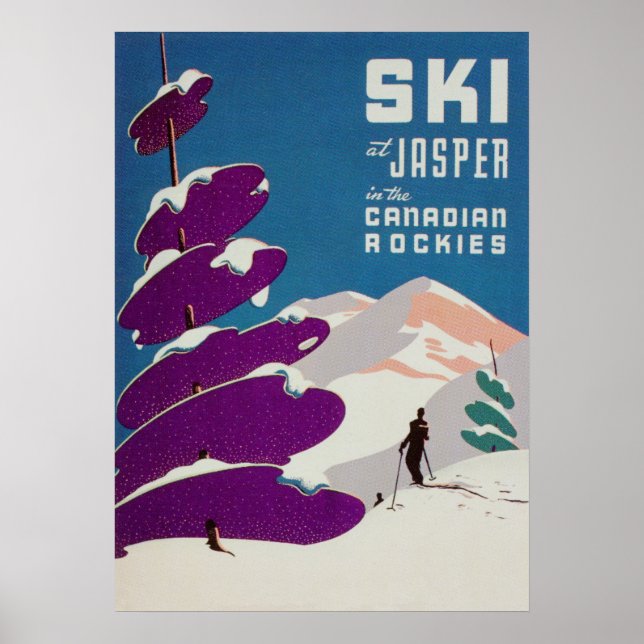 Ski Jasper Canada Retro Vintage Ski Poster (Front)