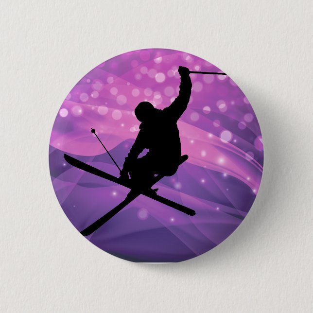 Ski Jump 6 Cm Round Badge (Front)