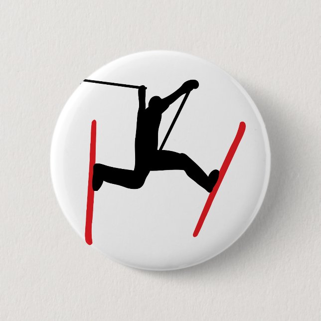 ski jump icon 6 cm round badge (Front)