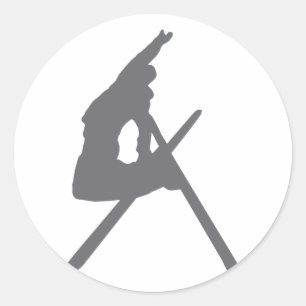 ski jump skier jumper classic round sticker
