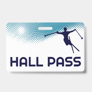 Ski Jump Teacher Hall Pass ID Badge