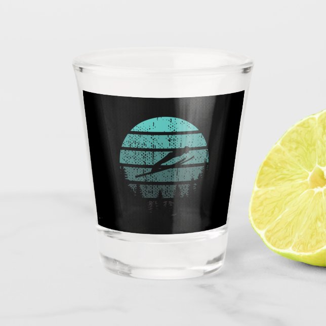 Ski Jumper Ski Jumping Retro Shot Glass (Front)