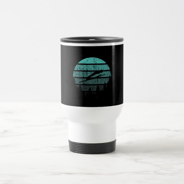 Ski Jumper Ski Jumping Retro Travel Mug (Center)