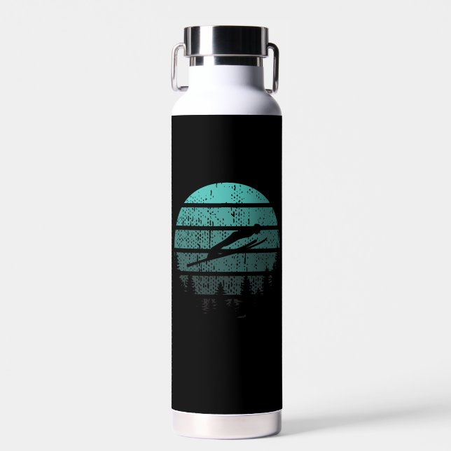 Ski Jumper Ski Jumping Retro Water Bottle (Front)