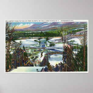 Ski Jumper Takes off from the Olympic Ski Hill Poster