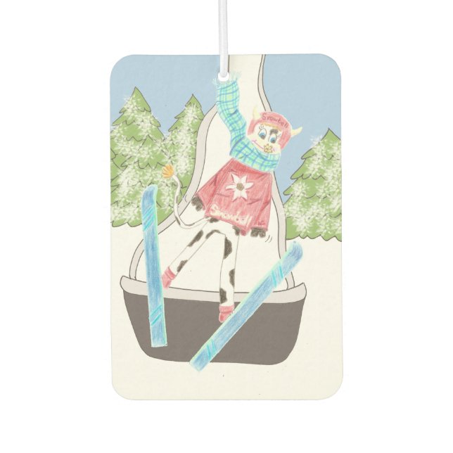 Ski jumping cow car air freshener (Front)