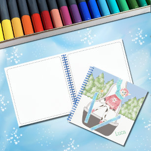 Ski jumping cow Kid personalised sketch notebook