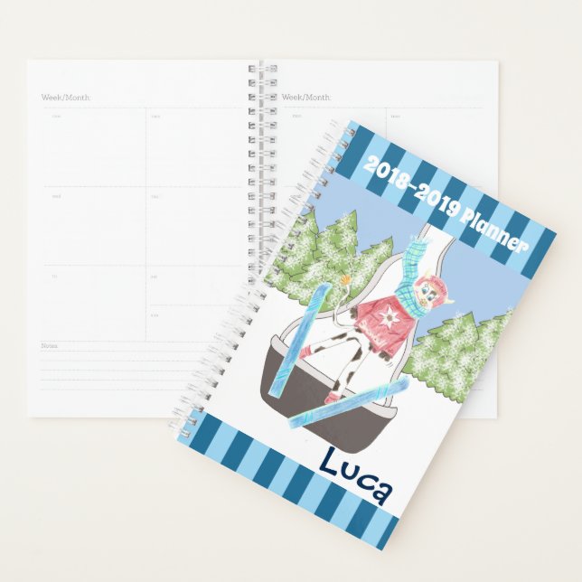 Ski jumping cow kid school planner (Display)