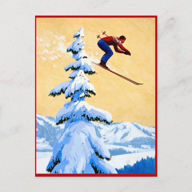 Ski jumping in the mountains postcard (Front)
