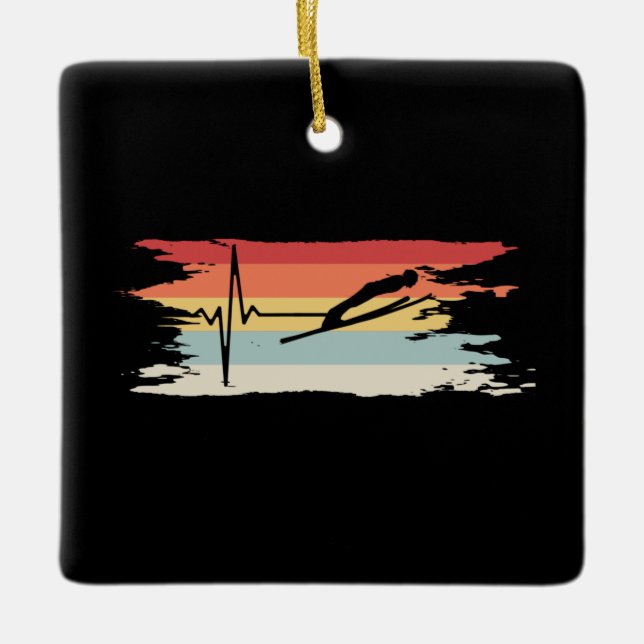 Ski Jumping Retro  Ceramic Ornament (Front)