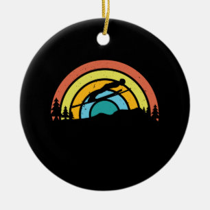 Ski Jumping Retro Ceramic Tree Decoration