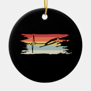 Ski Jumping Retro Ceramic Tree Decoration