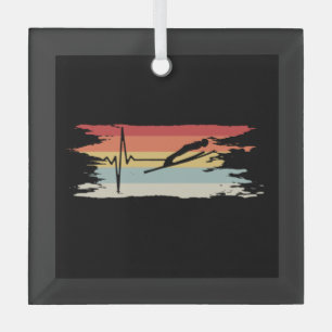 Ski Jumping Retro Glass Tree Decoration