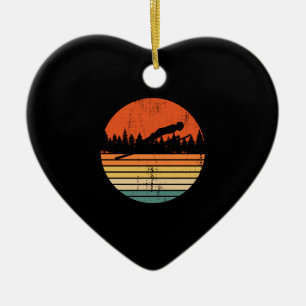 Ski Jumping Retro Ski Jumper Gift Ceramic Tree Decoration