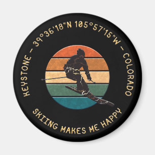 Ski Keystone, Colorado - Man Skier, Yellow Text Magnet