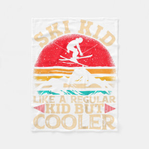 Ski Kid Like A Regular Kid But Cooler Funny Skiing Fleece Blanket