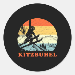 Ski Kitzbuhel, Austria Vintage Snow Skiing Vacatio Classic Round Sticker