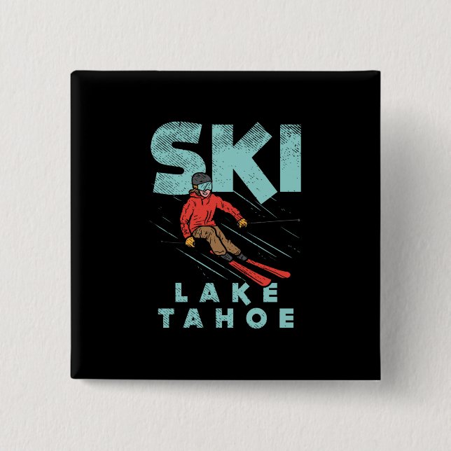 Ski Lake Tahoe 15 Cm Square Badge (Front)
