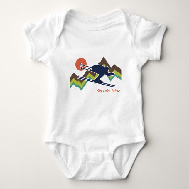 Ski Lake Tahoe Baby Bodysuit (Front)