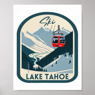 Ski Lake Tahoe Retro Vintage Style Lake Tahoe Skii Poster