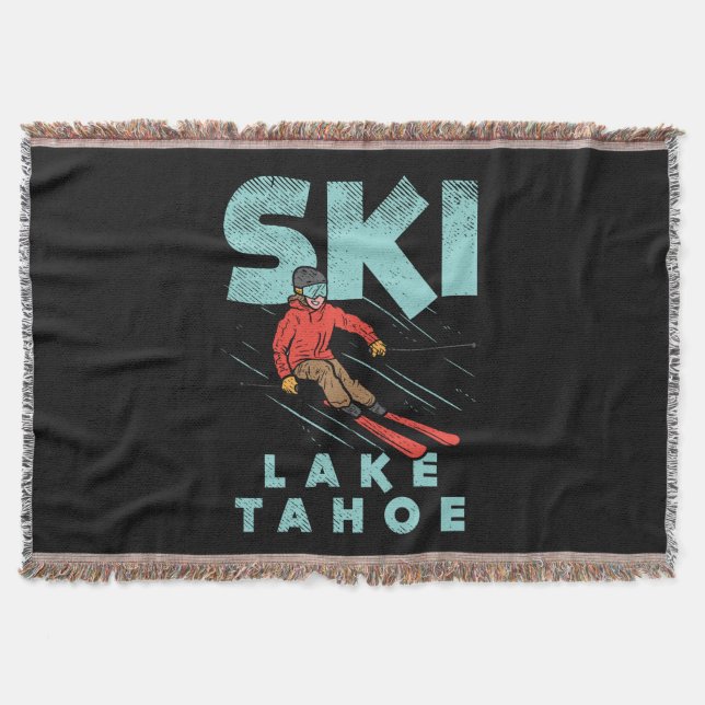 Ski Lake Tahoe Throw Blanket (Front)