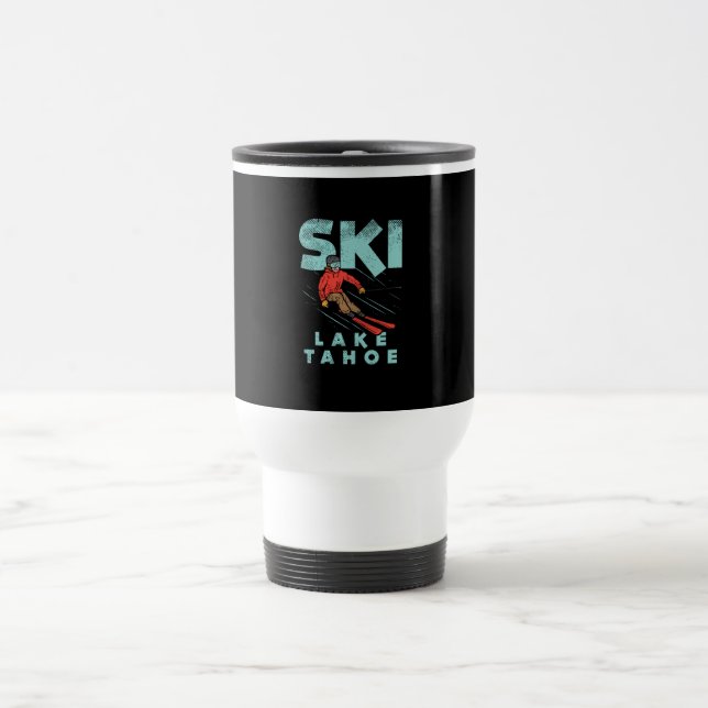 Ski Lake Tahoe  Travel Mug (Center)