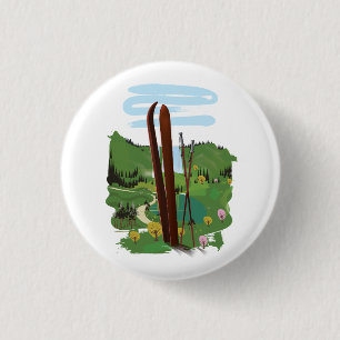 Ski landscape 3 cm round badge