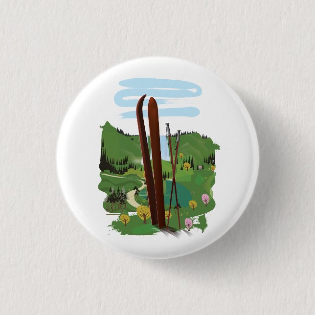 Ski landscape 3 cm round badge (Front)