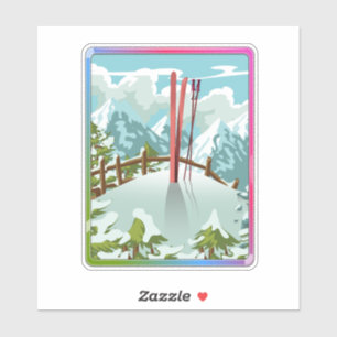 Ski landscape cartoon