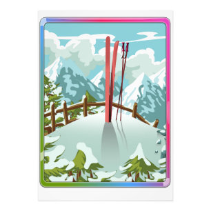 Ski landscape cartoon photo print