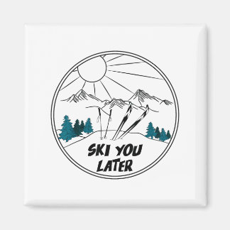 Ski later winter sports vintage powder snow skiing magnet