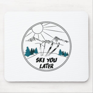 Ski later winter sports vintage powder snow skiing mouse pad
