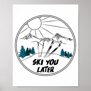 Ski later winter sports vintage powder snow skiing poster