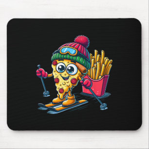 Ski Lesson Pizza French Fry Skiing Pizza Lover Mouse Pad